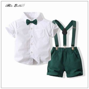 Abito da ragazzo per bambini abito da gentiluomo formale compleanno compleanno baby estate primavera set di maglietta Soild+pantaloni 1-5 anni vestiti 2023 L2405