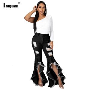Ladiguard Plus Size 3xl Women Boot Cut Demin Hosen Mädchen Streetwear Sexy Flare Jeans Afrikanische Mode -Mode -Hose 240523