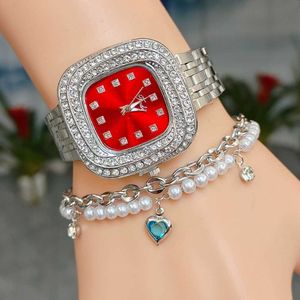 Ny Tiktok Fashion Square Full British Watch Female With Diamond Dial Trend Luxury Temperament Wristwatch