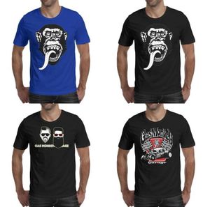 Moda Mens impressão a gás macaco garagem garagem foda plugs camiseta preta banda engraçada camisetas americanas