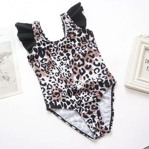 Leopard falbala kids One pezzi costume da bagno 3-8y da bagno estivo per bambini che nuota abito da spiaggia da spiaggia monokini l2405