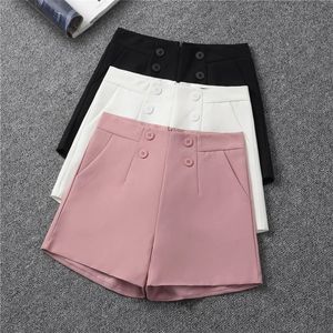 Shorts femininos de cintura alta coloração sólida primavera/verão casual e elegante stringing feminino de ajuste solto pernas largas shorts A-line 240506