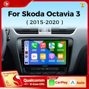 CAR DVD Radio Android Auto Wireless Carplay Multimedia Player för Skoda Octavia 3 2014 2015 2016 2017 2018 2019 GPS DSP 2DIN