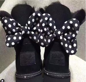 Latest luxury Design Short Baby Boy Girl Women Kids BowTie Snow Boots Integrated Keep Warm Boots EU Size 25417982353