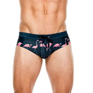 Uxh new mens printed Flamingo fashion triangle swimming trunks trend beach triangle swimming trunks