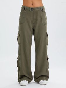 Jeans femminile femminile y2k pantaloni da carico a colore elastico tasche laterale in vita elastico pantaloni in forma sciolta