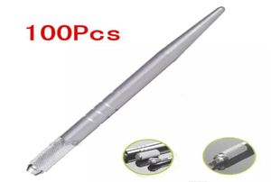 100 pettini Silver Professional Permanent Makeup Pen Pen 3D MANUALE MANUALE PENA TATTOO MICROBLADE 1874255