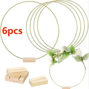 Flores decorativas 6pcs 12 polegadas Metal Floral Garland Table Decoration for Wedding Centerpieces Wood Card Titulares Wreath Flower