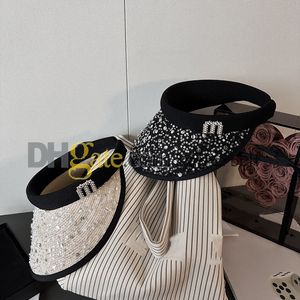 Capas de festas brilhantes visor de lantejoulas Ball Casquette Luxury Rhinestone Letter Sun Cap para férias Capinho de beisebol de golfe ao ar livre