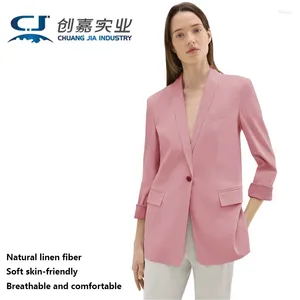Women's Suits Linen Spring And Autumn Suit Temperament Elegant Atmosphere Youth Fashion High-end Female End Loose Big Size Fat Girl