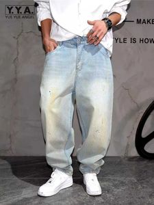 Męskie spodenki Hip Hop Vintage Design Lose Fit Mens Dżinsy Zwykłe proste spodnie High Street Casual Pants Męskie Modne Modne Spodnie Harem J240522