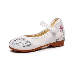 Casual Shoes Chinese Style Cheongsam Hanfu Round Toe Retro Low Heel Square Dancing Women Embroidered Cloth