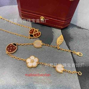 10a Vancllf High Luxury Designer Edição original Jóias femininas 925 STERLING SLATA LADYBUG Feminino 18K Luz de ouro rosa Luz de luxo branca Fritillaria re