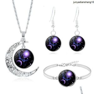 Earrings & Necklace Twee Constellations Crystal Set Minimalist Creative Gift Time Bracelet Earring Jewelry Drop Delivery Sets Dhwz3