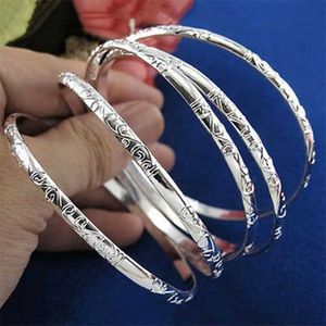 Bangle 5 pieces/set of simple carved floral pattern cuffs bracelet set for womens accessories Pulsera Amuleto 2022 Fashion Jewelry Q240522