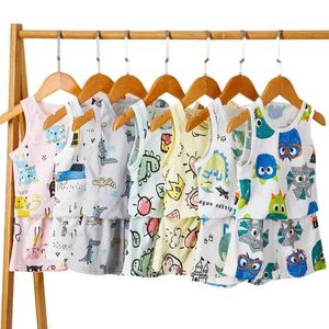 Pajamas Preschool clothing sleeveless childrens pajamas vest animal cartoon pajamas girl summer pajama set WX5.21