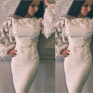2021 New Cheap Sexy Cocktail Dresses Jewel Neck Lace Appliques Flowers Satin Short Knee Length White Party Prom Graduation Homecoming G 283B
