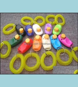 Obedience Home Garden Dog Button Clicker Sound Trainer With Wrist Band Aid Guide Pet Click Training Tool Dogs Supplies 11 Col Bb7068433