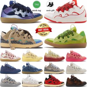 Luxo Lanvain Designer Sapatos Tênis de calçados para homens Mulheres Mulheres extraordinárias Casual Sapatos Lanvinsshoes Calfskin Rubber Nappa Platformsole Treinadores de Lace-Up