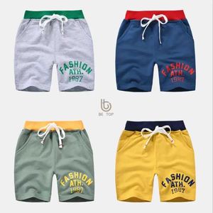 Shorts Shorts Boys Summer Shorts 1-9T Childrens Pure Cotton Letter Design Knee Pants Childrens Elastic Waist Beach Pants Sports Pants WX5.22