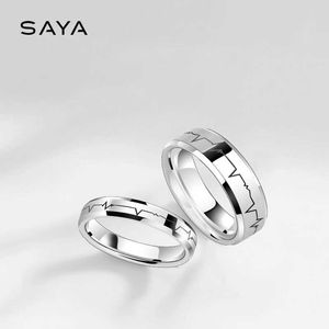 Parringar Par Tungsten smycken Heartbeat Ring Creative Letter For Men and Womens Wedding Valentines Day Gift Free Carving S2452301