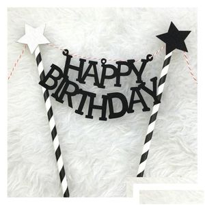 Altre forniture per feste festive Yoriwoo Happy Birthday Cake Topper Banding Banner Cupcake Toppers 1st Decorations Kids Baby Shower Decor Dro Dhk4r