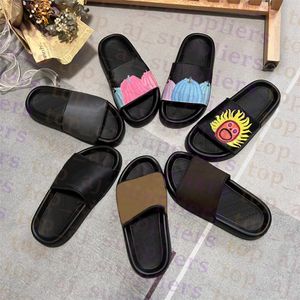 Fashion Summer Flat Designer Sandals Slides Slides Slifori Eclissi scuro Eclissi marrone macassar yayoi kusama beige maschile tela sandalo in gomma in gomma