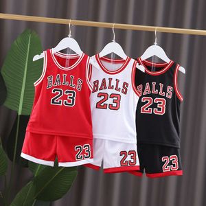 2023 Sommer Baby Boy Girl Basketball Kindergarten Kleidung T -Shirt Camisole + Shorts Hosen Kinder Trailsuiten 1 2 3 4 5 6 Jahr L2405