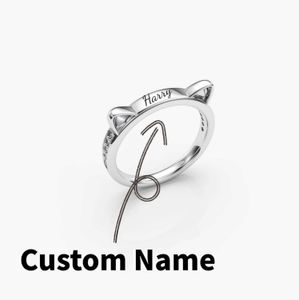 Paarringe benutzerdefinierte Hundeknochenkrallendruck Name Ring Personalisierte Katzenring Gold plattiert Form Name Ring Tier Liebhaber Finger Ring Schmuck Geschenke S2452301