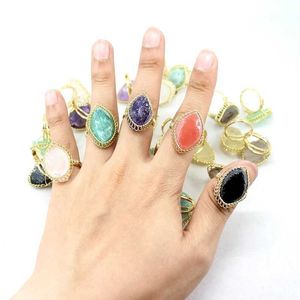 Anelli di coppia anello regolabile in pietra naturale ad anello di cristallo colorato gioielli alla moda S2452301