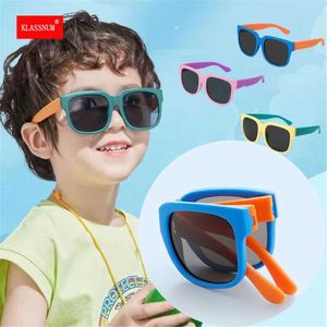 Sonnenbrille Kinder Sonnenbrillen faltbare Kinder Mädchen Jungen Jungen Sonnenbrille Square großer Rahmen Brillen Süßes Baby Shades Vintage Classic Eyewear Y240523