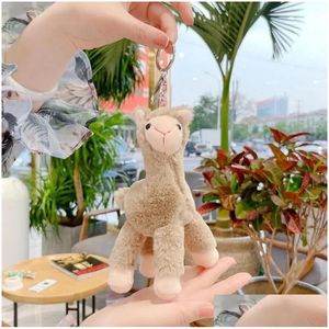 Andra festliga festförsörjningar söta härliga alpakka nyckelringar p leksak japanska alpacas mjuka fyllda får lama djurdockor nyckelchain docka 1 dhfnk