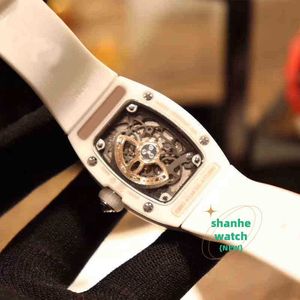 RM Watch Date Business Leisure RM07-01 Automatic Mechanical Ceramic Case White Tape Watch O9ed