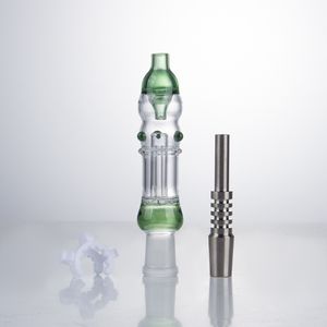 ChinaFairPrice NC015 Tubos de fumantes à prova de derramamento colorido Dab Rig Mini Bongo de vidro 10mm 14mm quartzo cerâmica clipe de unhas refrigeradas a água Catedor de cinzas Bongueiras