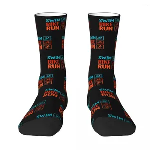 Men's Socks Triathlon Swimming Cycling Running Harajuku Stockings All Season Long Accessories For Man Woman Birthday Present