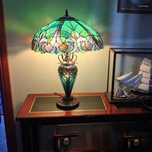 Table Lamps Stained Glass Lamp Resin Base Living Room Bedside Villa Club Decorative Bedroom