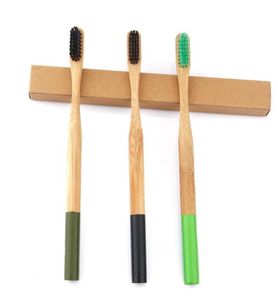 Природа бамбука активированного угля нано -антибактериальная зубная щетка мягкая щетина бамбукового волокна деревянная ручка отбеливания зубов.