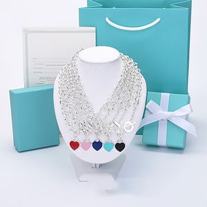 2024 Designer halsband 925 Silver Peach Heart Pendant Tjockkedja OT Halsband Kvinnor Hjärtformad benben justerbar temperament mångsidig stil