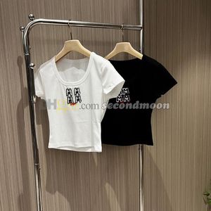 U Neck T Shirt Women Short Sleeve Tee Solid Color Tight Tees Designer Casual Style T Shirts