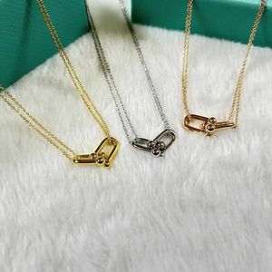 Designer's High definition light luxury stylish and versatile. 925 silver plated 18K gold double chain necklace female niche collarbone