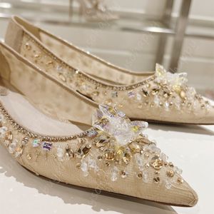 Rene Caovilla slingbacks shoes high heels crystal mesh lace heels sandals designer fashion women pointed rhinestone heels wedding Shoes 7.5cm