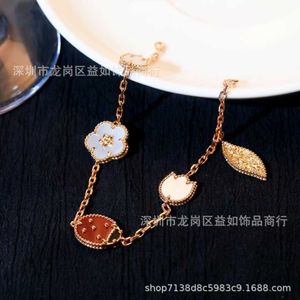 Projektant bransoletki van moda luksusowa biżuteria dla miłośników złota high koniczyna pięć kwiatów bransoletka biedronka żeńska 18K Rose z oryginalnym logo