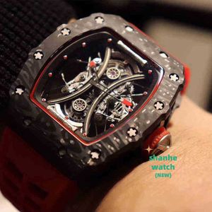 RM Watch Date Luxury Wristwatch Business Leisure RM53-01 Automatisk mekanisk rött kolfiberband Lysande R Watch Male Watches