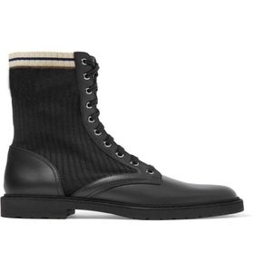 Women Onable Boot Black Knit Shoes Jacquard Stretchknit و Cheate Leather Boots Rubber Rubber Sole Shoes with Box4325077