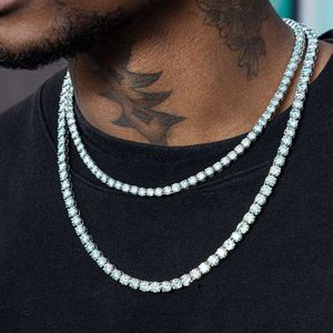 Читать, чтобы отправить хип -хоп ювелирный ожерелье стерлингов Sier 3 мм 4 -мм теннисной цепи Moissanite для мужчин