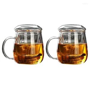 Mugs 2X 380Ml Tea Mug With Lid Filter Coffee Cups Set Beer Drink Office Drinkware Glass Cup Chinese Style