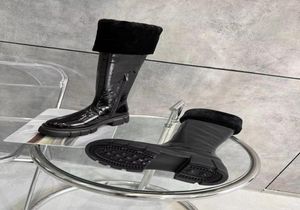 Synglishbox Fashionville 20211201T براءة اختراع سوداء جلود غنم Tknee High Boots Platform 45cm zip up Snow Warm7605882