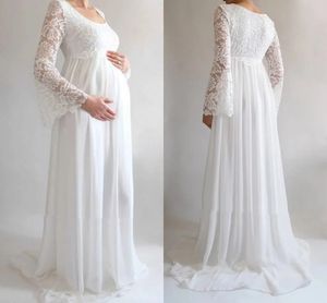 Empire Piękne koronkowe sukienki ślubne położnicze 2024 Rękawy płomienne Scoop Neckine Własne suknie ślubne w ciąży