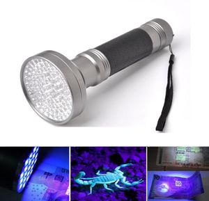 Black Silver 395400NM 100LED UV Flashlight Blacklight Scorpion Super Bright Detection Ficklight Torch Portable Violet Light Mone5113945