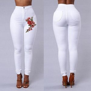 Pantaloni da donna Push Up 2018 Stripes Jeans for Women 5 Color S3xl Sexy Women Skinny Floral Applique High Waist Stretch Paugh02197362